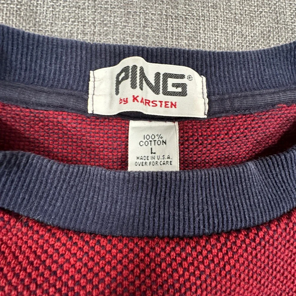 Vintage Fresno State Ping Sweatshirt Mens Large Red Made in USA Waffle Knit Boxy